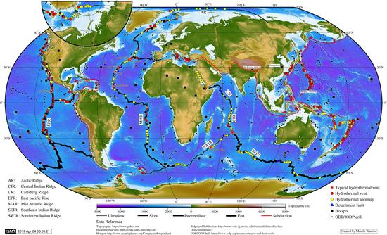 Bathymetry map of the global Mid-Ocean Ridges